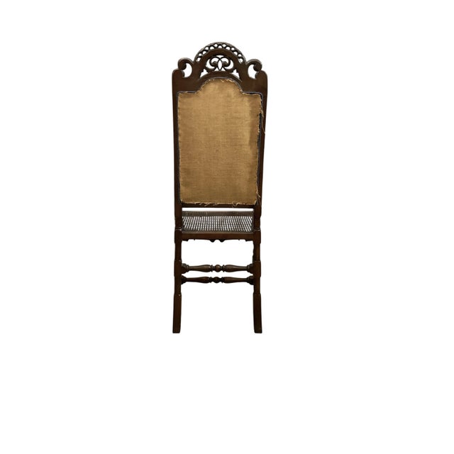 Brown Pair of Early 20th Century European High-Back Armchairs With Cane Seats, 54"h For Sale - Image 8 of 8