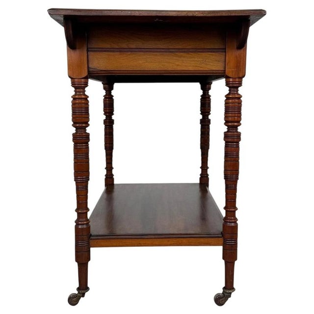 Wood Antique English Walnut Side Table, 1900s For Sale - Image 7 of 10