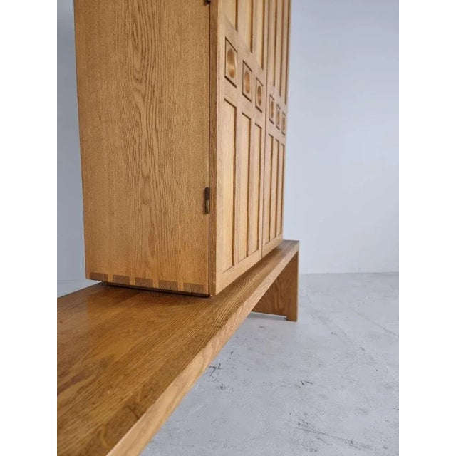 Wood Brutalist Bench & Cabinet in Oak For Sale - Image 7 of 11