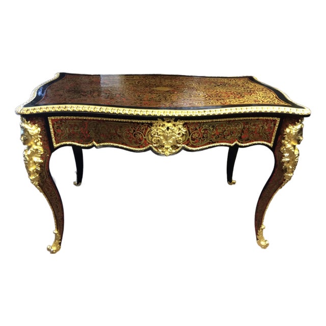 18/19 Century Boulle Fire Gilded Bronze and Tortoise Desk For Sale