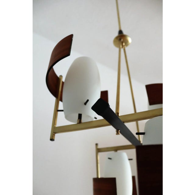 Mid-Century Modern Italian Teak and Glass Chandelier, 1960s For Sale - Image 18 of 18