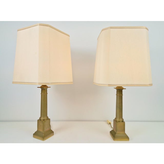 Neoclassical Empire Brass Table Lamp, France, 1960, Set of 2 For Sale - Image 12 of 17