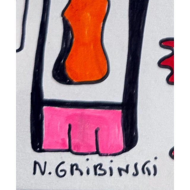 The Gentle Rider — Nathalie Gribinski — Small Abstract Figurative Drawing (8 X 8 In, 2025) For Sale - Image 4 of 7