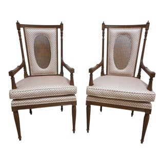 Vintage French Regency Louis XV Carved Fireside Lounge Arm Chairs - a Pair For Sale