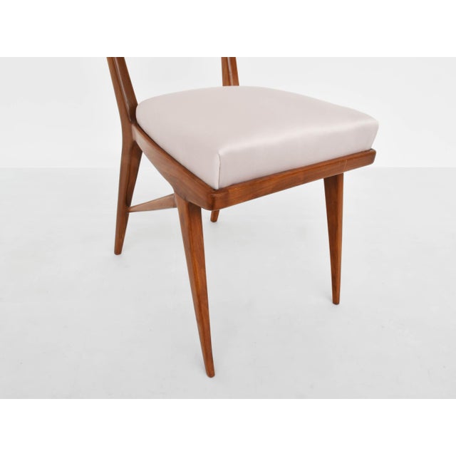 Italian Papillon Back Chairs in Light Pink Satin by Ariberto Colombo, 1950s, Set of 2 For Sale - Image 11 of 13