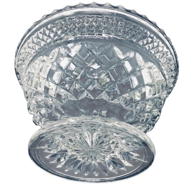 Mid-Century Modern Vintage Clear Glass Pedestal Candy Dish With Lid in Wexford Pattern by Anchor Hocking For Sale - Image 3 of 12