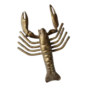 Vintage Solid Brass Crustacean Lobster Paper Weight Coastal Décor