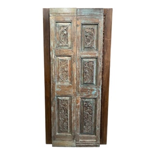 Vintage Carved Double Doors | Reclaimed Wood Hinged or Sliding Barn Doors 80 For Sale