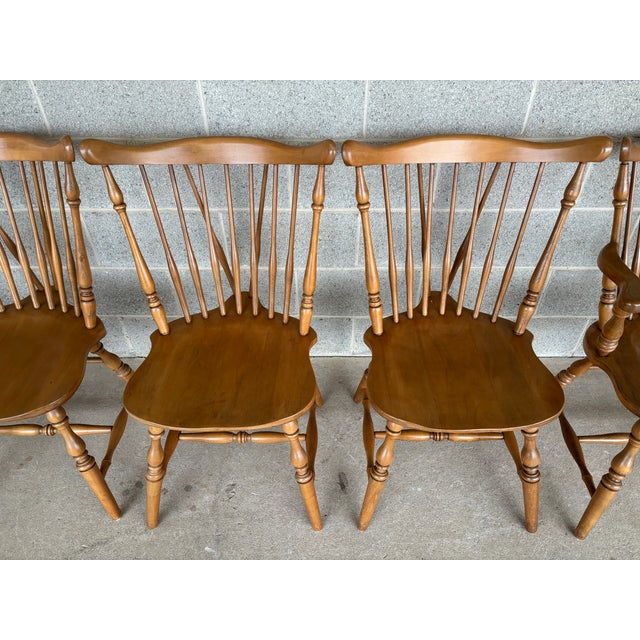 Van Sciver Maple Windsor Brace Back Dining Chairs - Set of 6 For Sale - Image 4 of 16