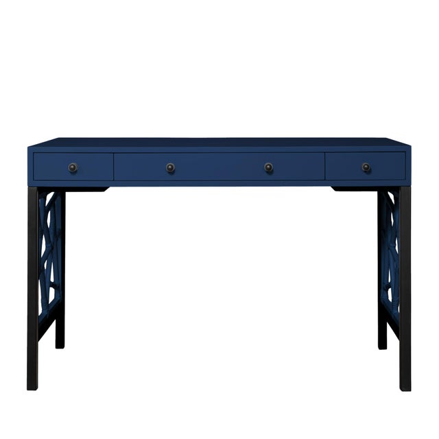 David Francis Tiffany Writing Desk - Navy For Sale - Image 4 of 9