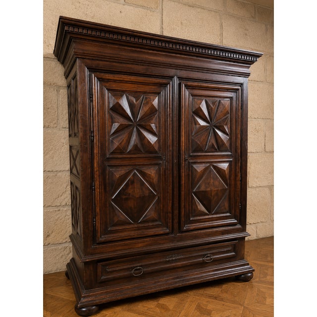 Louis XIII Burgundian Wardrobe in Walnut For Sale - Image 5 of 6