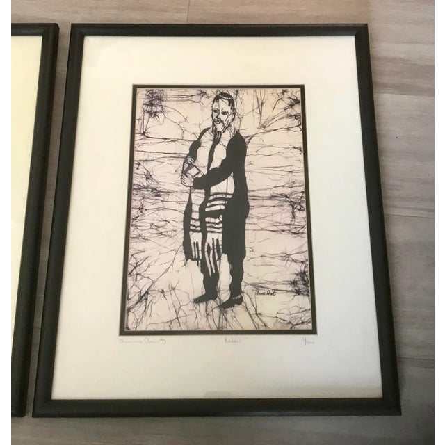 Amos Amit Framed Black & White Litograph Prints - a Pair For Sale - Image 4 of 6