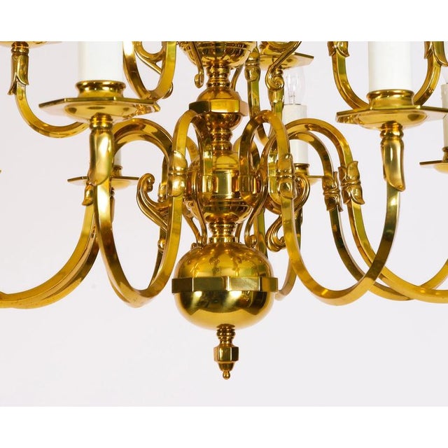 Antique Dutch Renaissance Style Brass 2-Tier Chandeliers, 1920, Set of 2 For Sale - Image 6 of 14