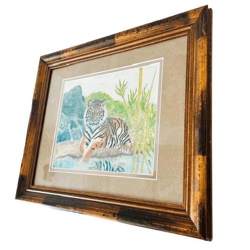 Corinne dell Aria, Tiger, 2000s, Pastel, Framed For Sale - Image 3 of 8