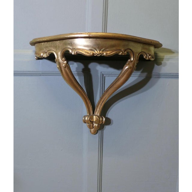 Charming French Gilt Console Hall Table, Wall Shelf A beautiful gilt console table or shelf, this is a dainty little...