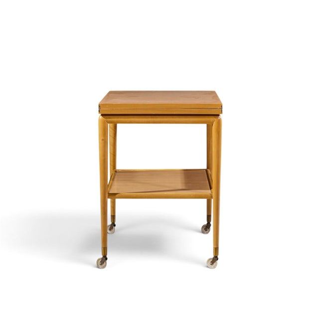 Mid 20th Century Robsjohn Gibbings for Widdicomb Mid Century Expandable Flip Top Bar Cart For Sale - Image 5 of 11