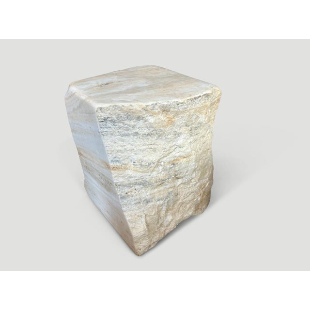Off-white Andrianna Shamaris Onyx Sculptural Side Table For Sale - Image 8 of 18