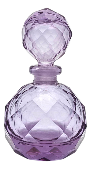 Japanese Irice Cut Glass Perfume Bottle, Purple Alexandrite Tone, 4.75"