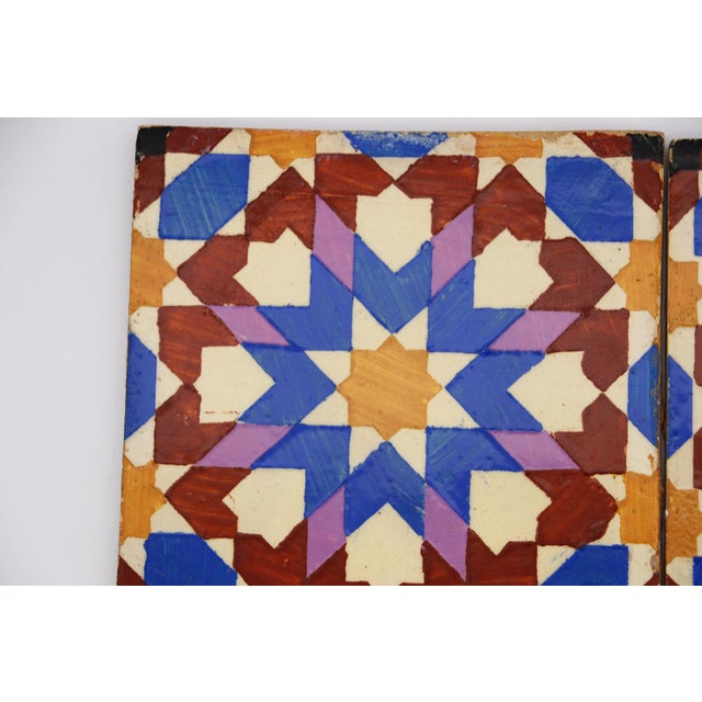 Mediterranean 19th Century Set of Four Geometric Mediterranean Large Tiles, Portuguese For Sale - Image 3 of 13