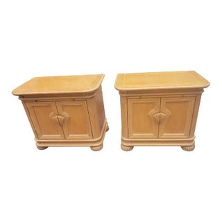 Vintage Maple Nightstand Cabinets With Pull-Out Tray For Sale