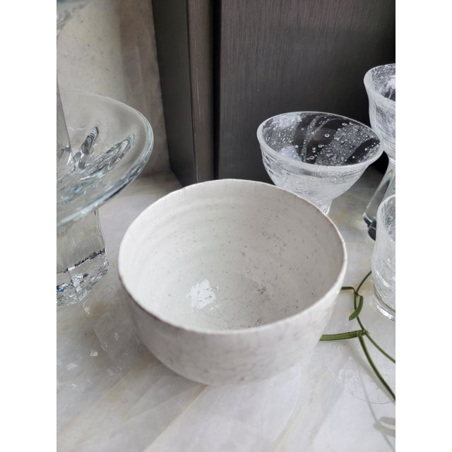 Handmade Japanese Crackle Glaze Ceramic Chawan Matcha Bowl by Yoshio Kangawa - One of a Kind For Sale - Image 9 of 12