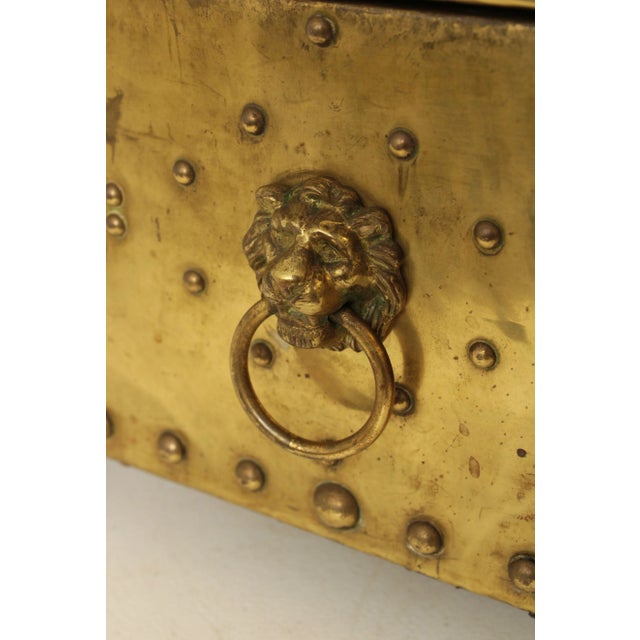 Antique Victorian Brass Fireplace Coal Bin For Sale - Image 10 of 13