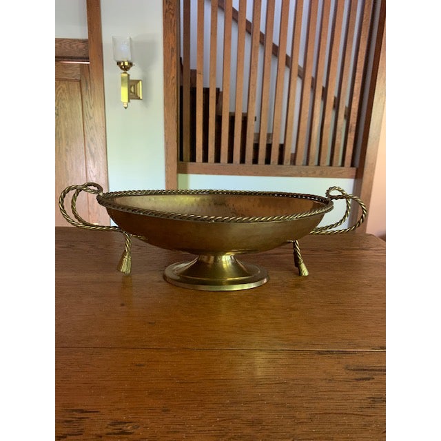Hammered Brass Centerpiece Bowl With Rope Details Chairish