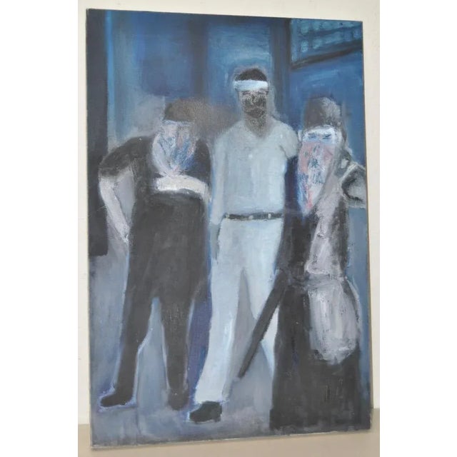 Arthur J. Krakower Oil Painting c.1996 New Year Ninja's Original oil painting by listed Octogenarian artist Arthur J....