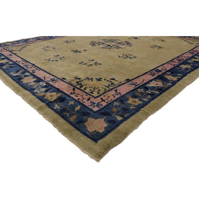 Antique Chinese Peking Rug with Traditional Chinoiserie Style 08'03 x 09'08. This hand-knotted wool antique Chinese Peking...