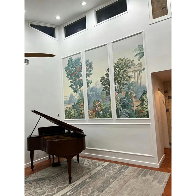 Chinoiserie Hand-Painted Neoclassical Garden Ruins Scenic Wall Panels, Set of 3 For Sale - Image 3 of 8