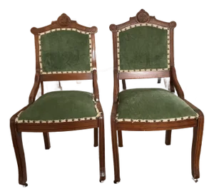 Late 19th Century Walnut Carved and Upholstered Side Chairs