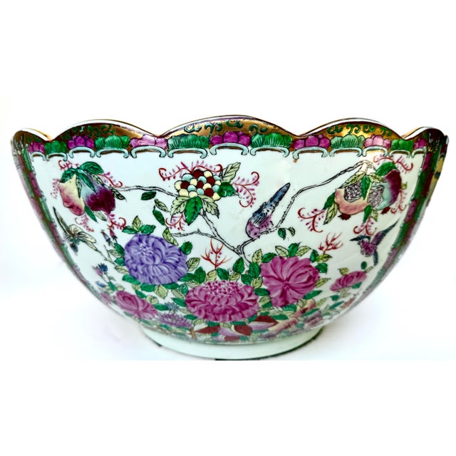 Mid 20th Century Centerpiece 16 1/2" Diameter "Chinese Export" Bowl. Famille Rose For Sale - Image 14 of 17