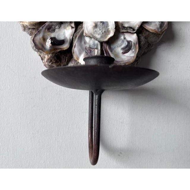 Oyster Shell & Wrought Iron Candle Sconces-a Pair For Sale In New York - Image 6 of 8
