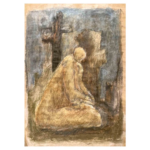 David Euler, Prayer, Charcoal, Gouache & Pastel Drawing, 1985 For Sale