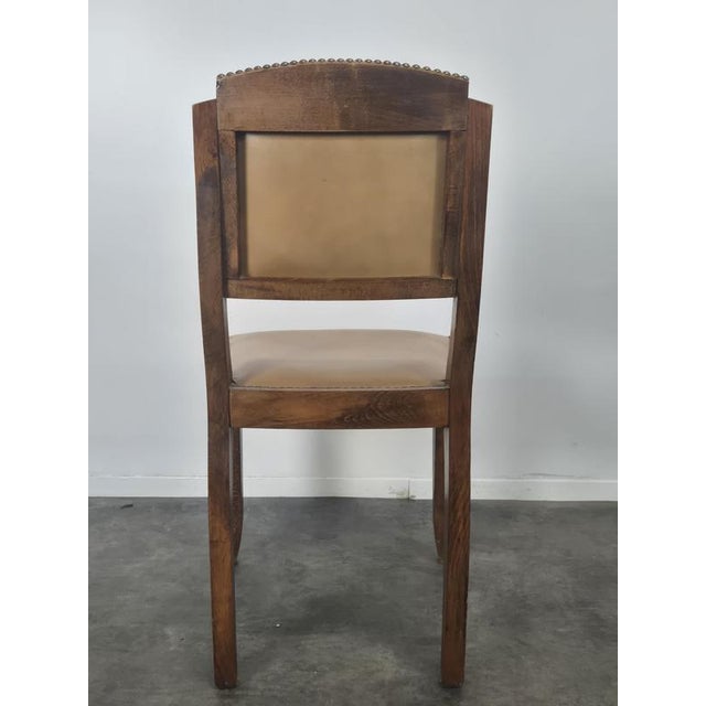 Chairs in Oak and Studded Imitation Leather, 1940s, Set of 4 For Sale - Image 3 of 9