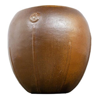 Late 20th Century Architectural Large Ceramic Pot or Planter Asian Me-Kong Style Glazed Made in Vietnam For Sale