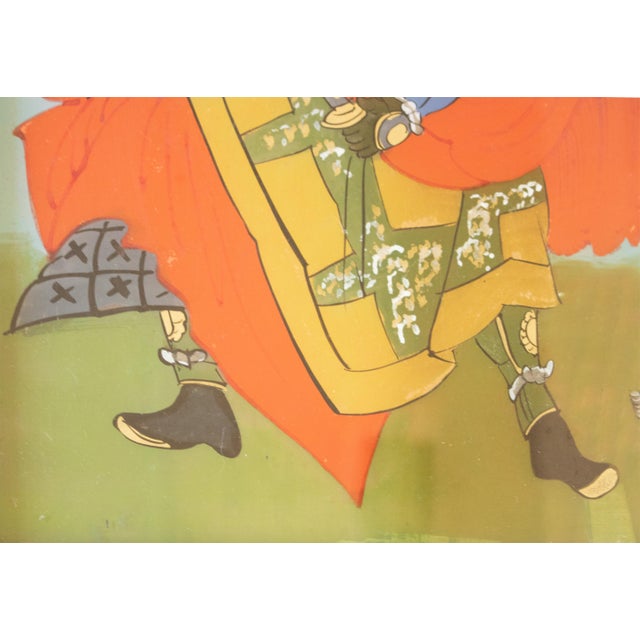 Late Meiji to Tisho Era Antique Japanese Reverse Glass Painting For Sale - Image 11 of 18