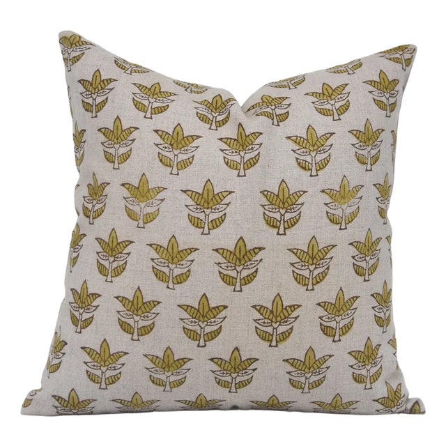 Fabdivine Handcrafted Pillow Cover With Block Prints Pure Linen 22x22 Inch - 7Patti For Sale