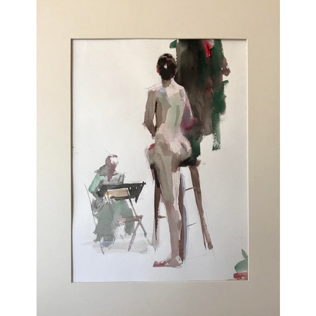 Vintage Watercolor Nude Female Artist Painting Model By Harry Barton Chairish