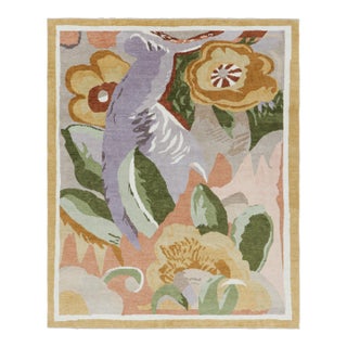 Rug & Kilim’s French Art Deco Style Rug in Polychromatic Impressionist Florals For Sale