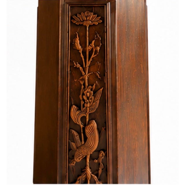 Vintage Chinese Hand-Carved Round Pedestal Dining Table With Beveled Glass Top For Sale In Los Angeles - Image 6 of 10