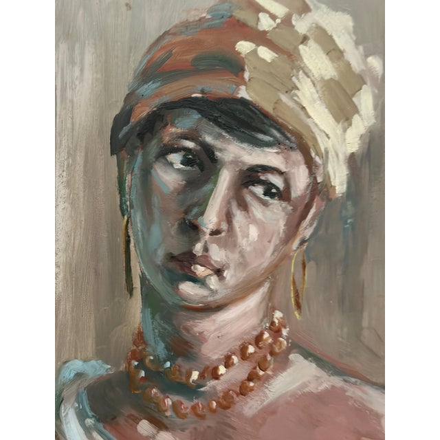 Unknown, Portrait of a Woman, 1950s, Oil on Panel, Framed For Sale - Image 6 of 12