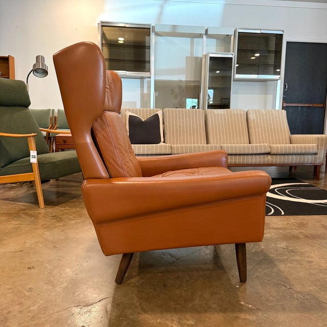 Svend Skipper Mid 20th Century Danish Leather Lounge Chair Attributed Svend Skipper For Sale - Image 4 of 6