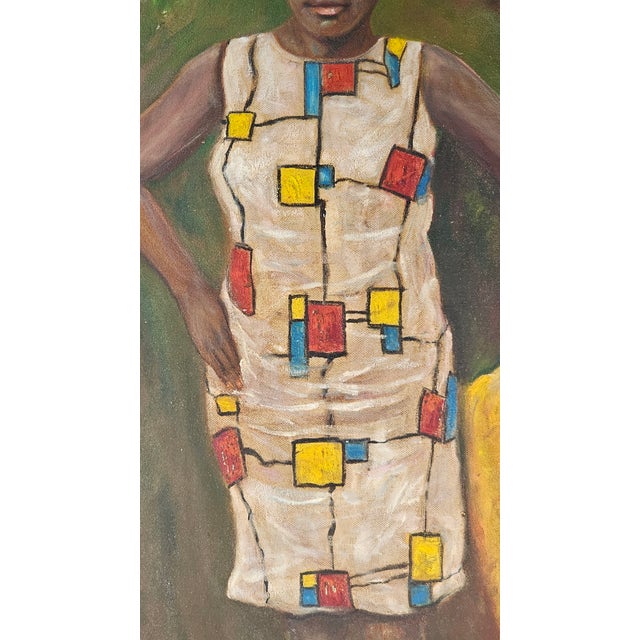 Black Woman in White Dress African American Art Painting 48" For Sale In San Francisco - Image 6 of 12
