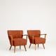 Pair Of Mid Century Modern Upholstered Armchairs For Sale - Image 12 of 14