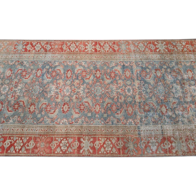 Textile Blue Vintage Persian Malayer Handmade Wool Runner For Sale - Image 7 of 13