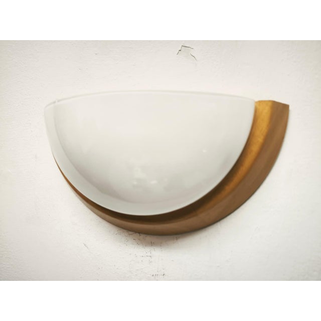 Ash Wall Lamp with Glossy White Glass, 1980s For Sale - Image 6 of 7