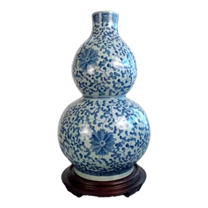 Large Chinese Celadon Floral Huluping