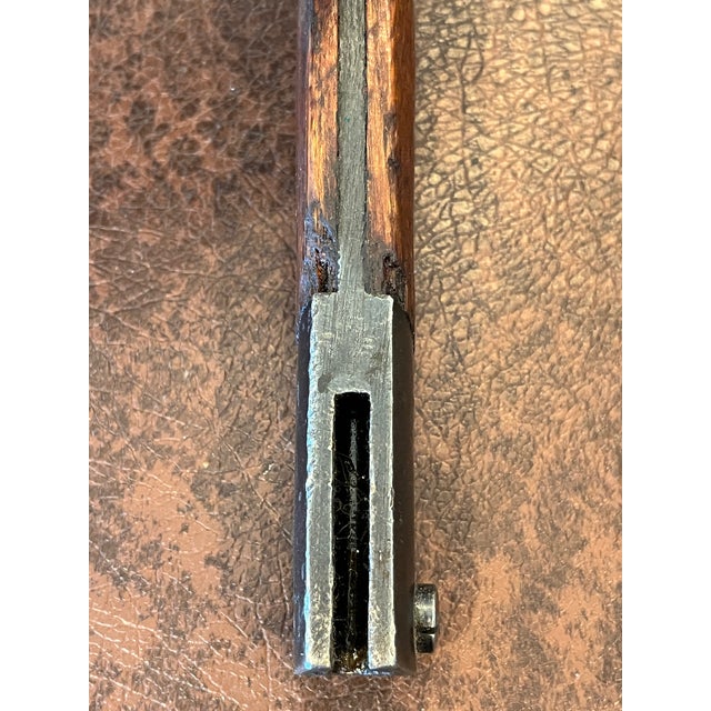 Rustic European Early 20th Century Yugo M48 Mauser Bayonet Scabbard Leather Frog Preduzece 44 Factory 44 For Sale - Image 3 of 7