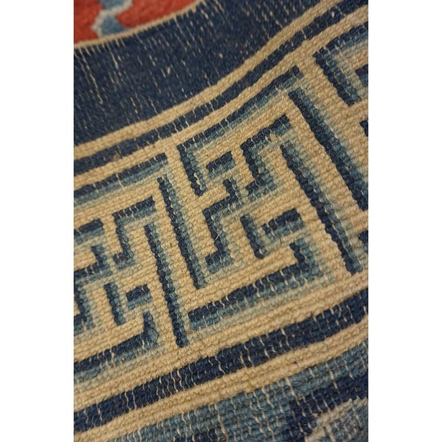 Textile 1920s Navy Dragon Classic Greek Key Antique Chinese Peking Wool Rug 7' 3"x 9' 8" For Sale - Image 7 of 9